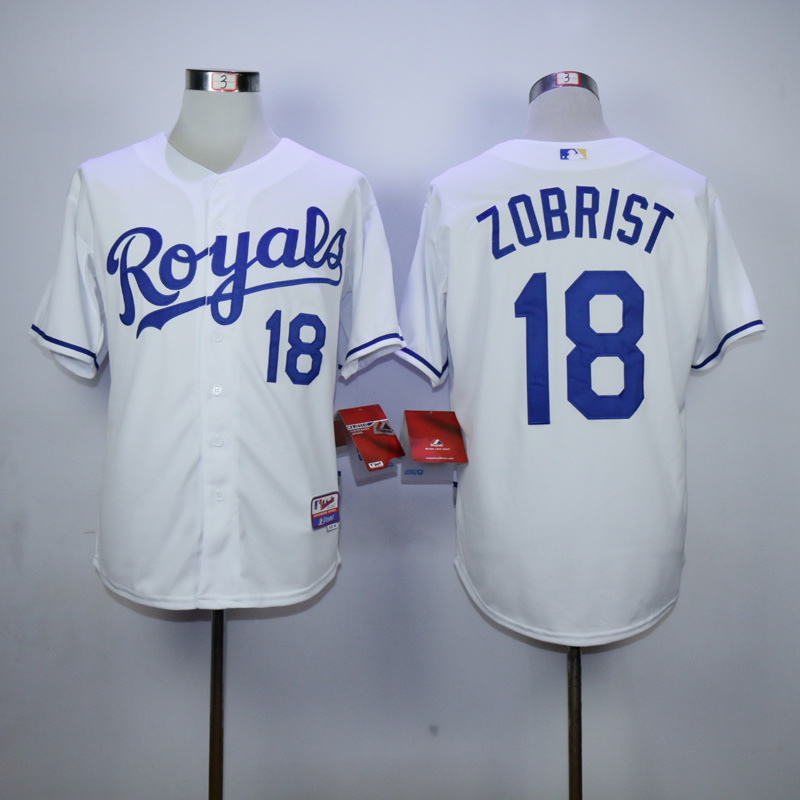 Men Kansas City Royals 18 Zobrist White MLB Jerseys